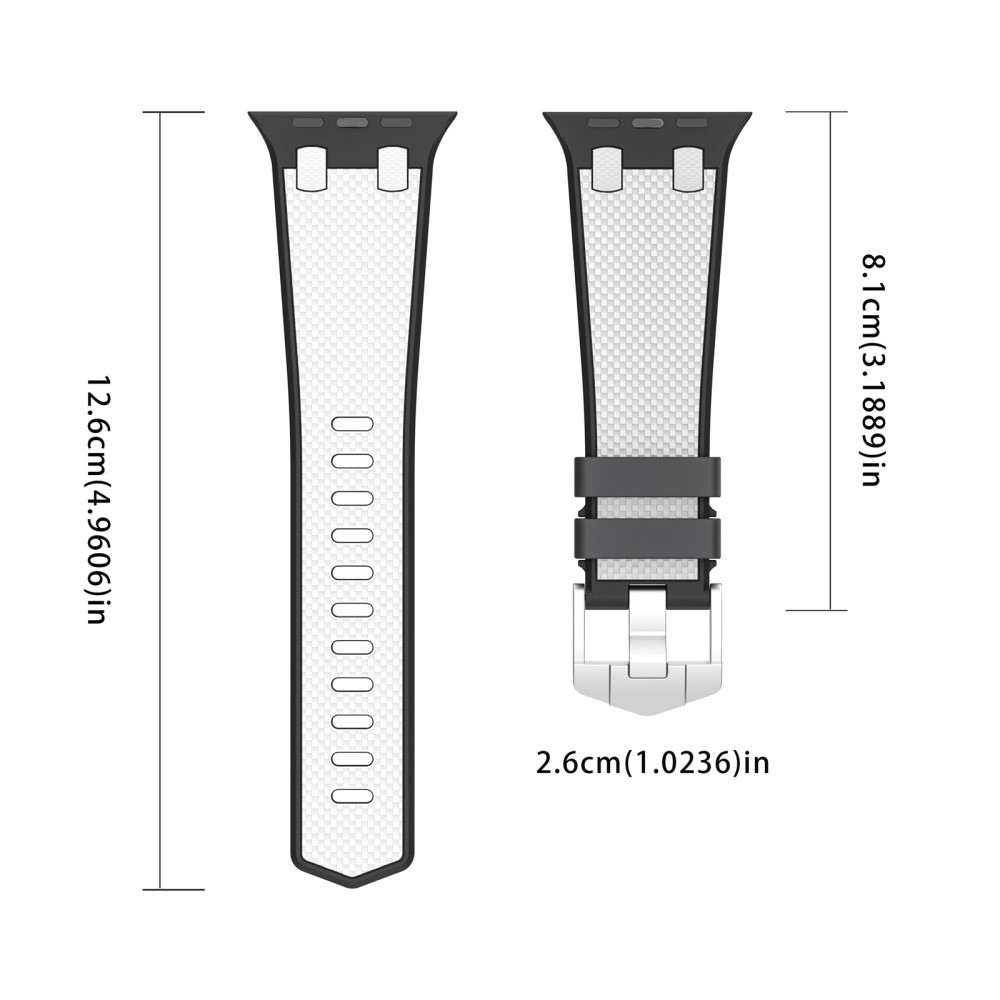 Sport szilikon szíj az Apple Watch Ultra/Ultra 2 49mm/SE/SE 2022/2023 44mm/9/8/7 45mm/6/5/4 44mm/3/2/1 42 mm-es órához - fekete/fehér