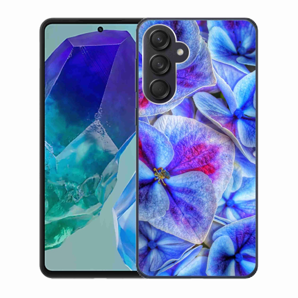 Gél védőhuzat mmCase Samsung Galaxy M55 5G - kék virágok 1