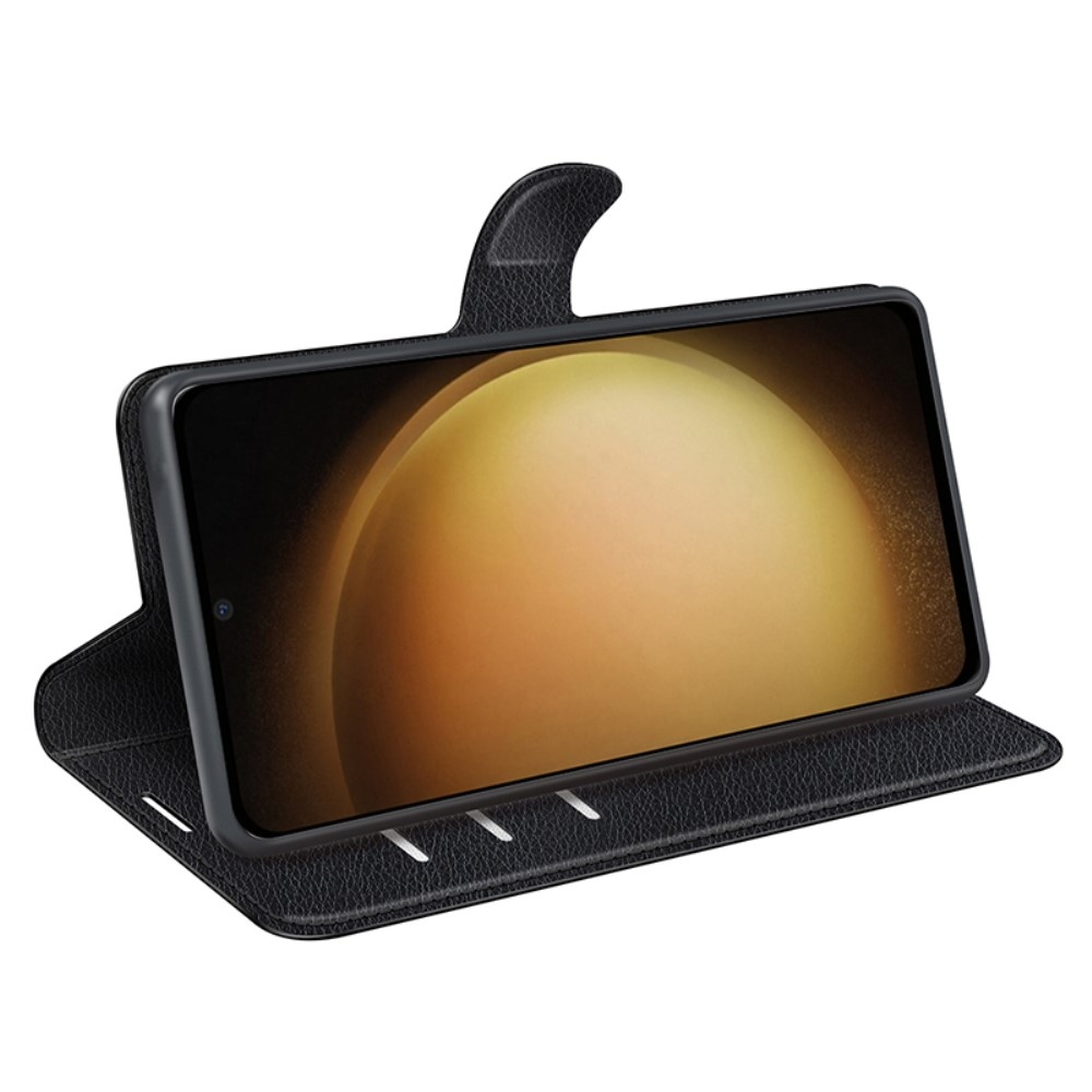 Litchi könyv tok Samsung Galaxy S24+ készülékhez - fekete