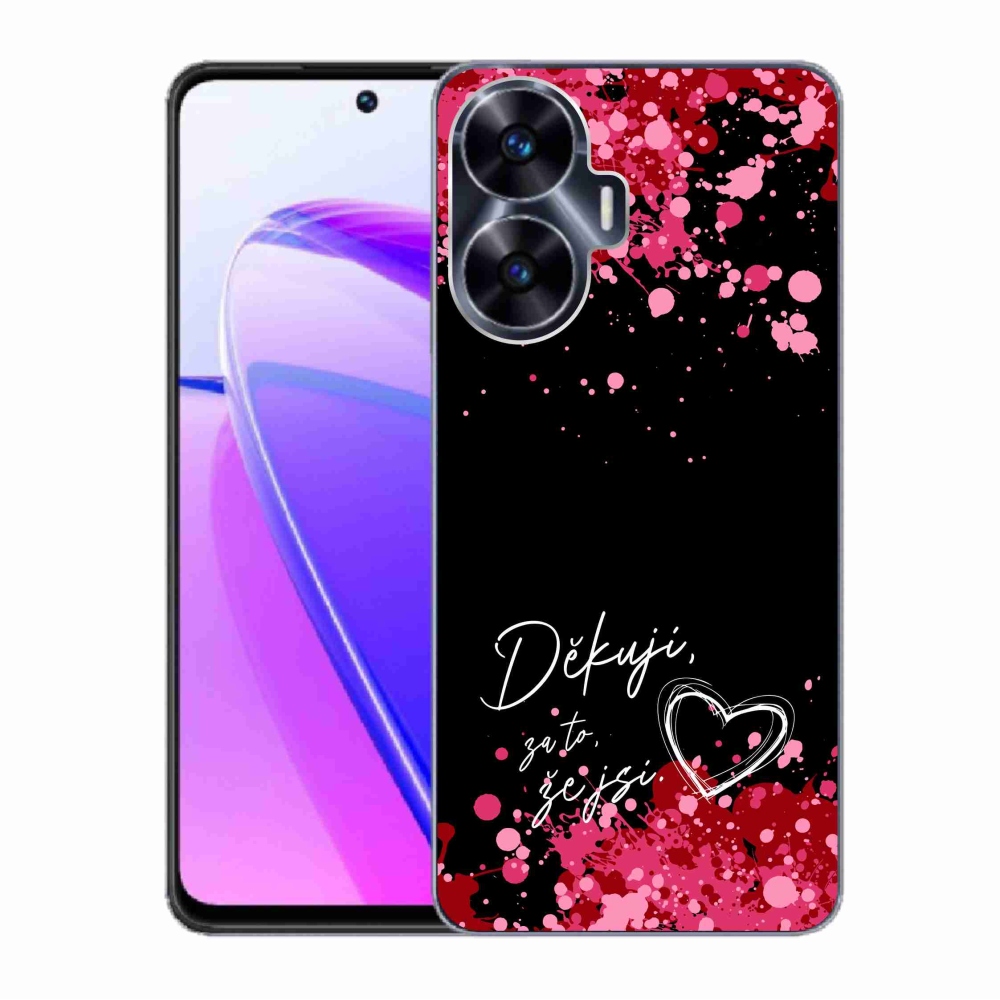 Gél borító mmCase a Realme C55 készülékhez - text in love 2 fekete háttérrel