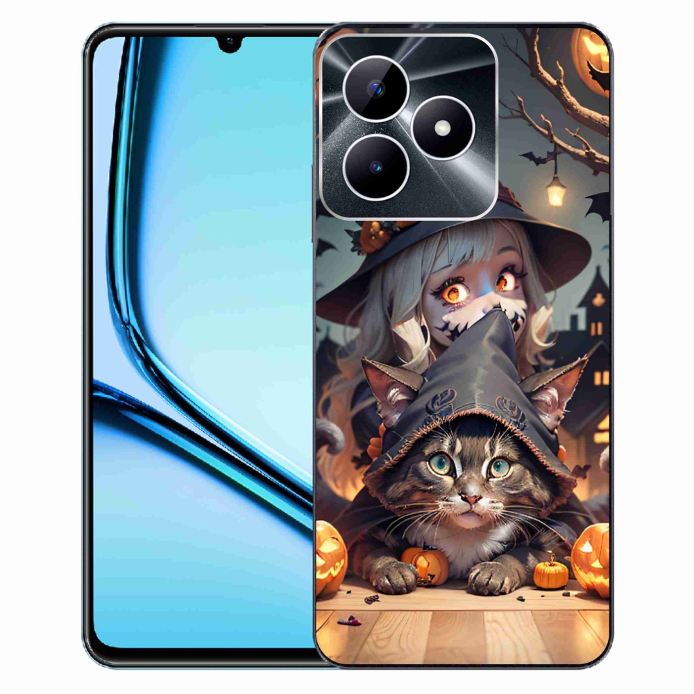 Zselés borítás mmCase a Realme Note 50 készülékhez - boszorkány macskával