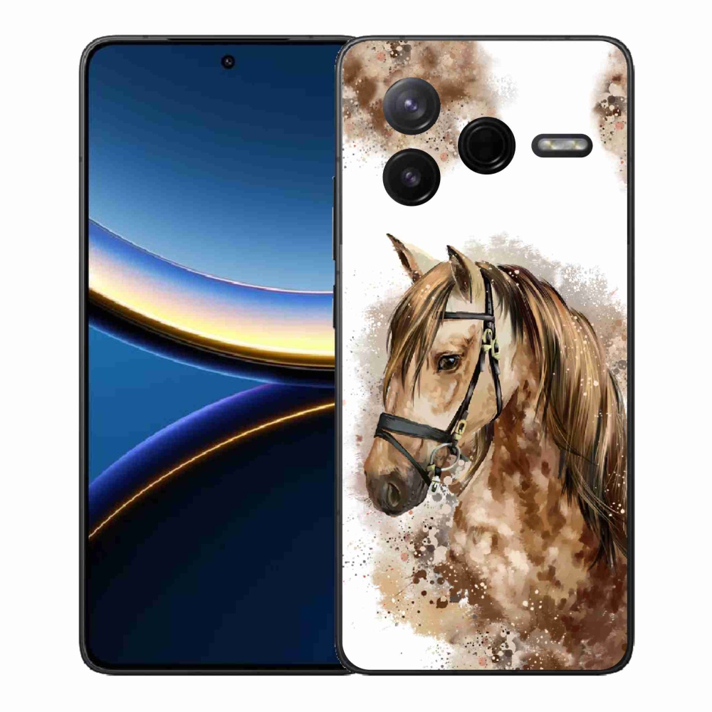 Gél borítás mmCase a Xiaomi Poco F7 Pro számára - barna rajzfilm ló