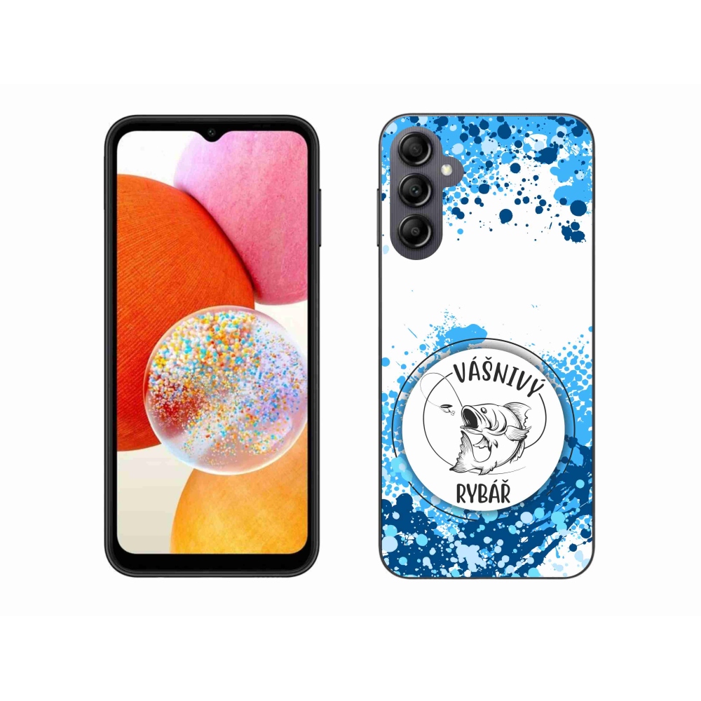 Gél borítás mmCase Samsung Galaxy A14 4G/5G - szenvedélyes halász fehér háttérrel