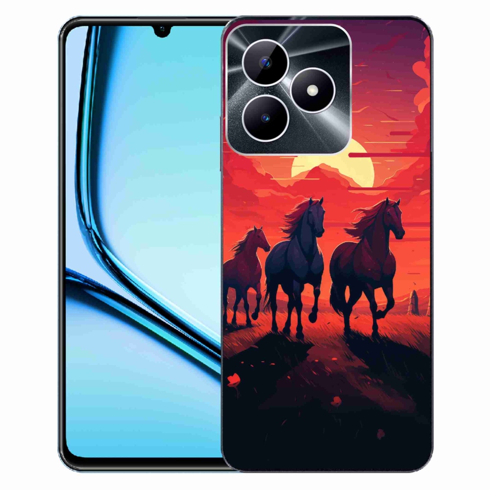 Zselés borítás mmCase a Realme Note 50 készülékhez - lovak és naplemente