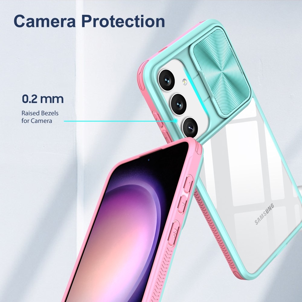 Tartós hátlapi borítás kamerafedéllel Samsung Galaxy S25+ készülékhez - teal/pink