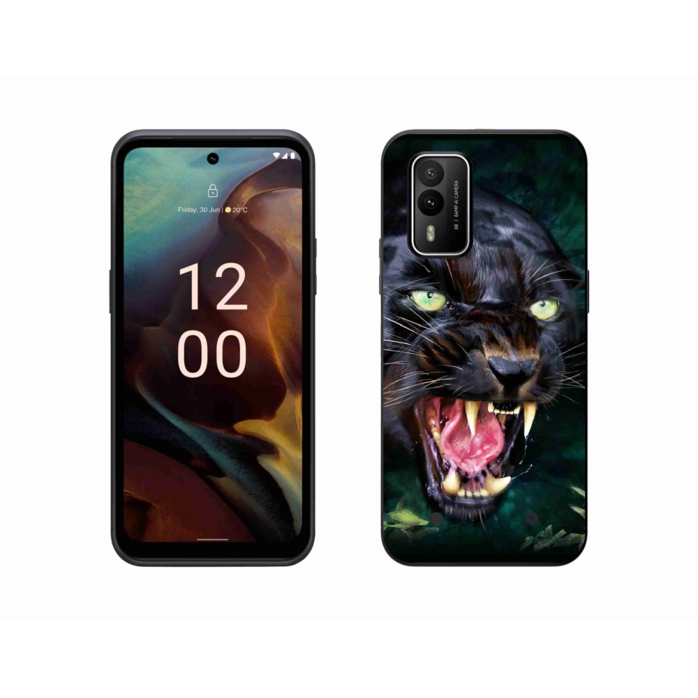 Zselés borítás mmCase a Nokia XR21 készülékhez - dühös fekete párduc
