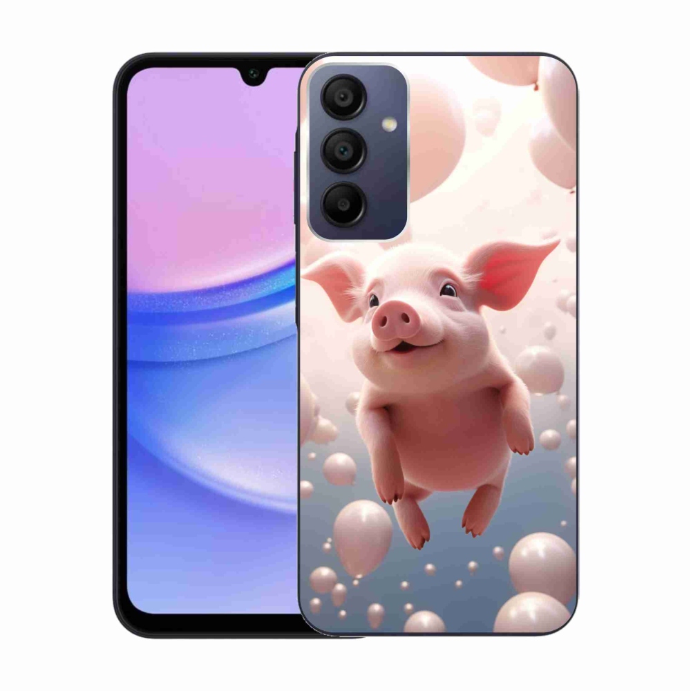 Gél borítás mmCase Samsung Galaxy A15 4G/5G - malacka lufikkal Samsung Galaxy A15 4G/5G-hez