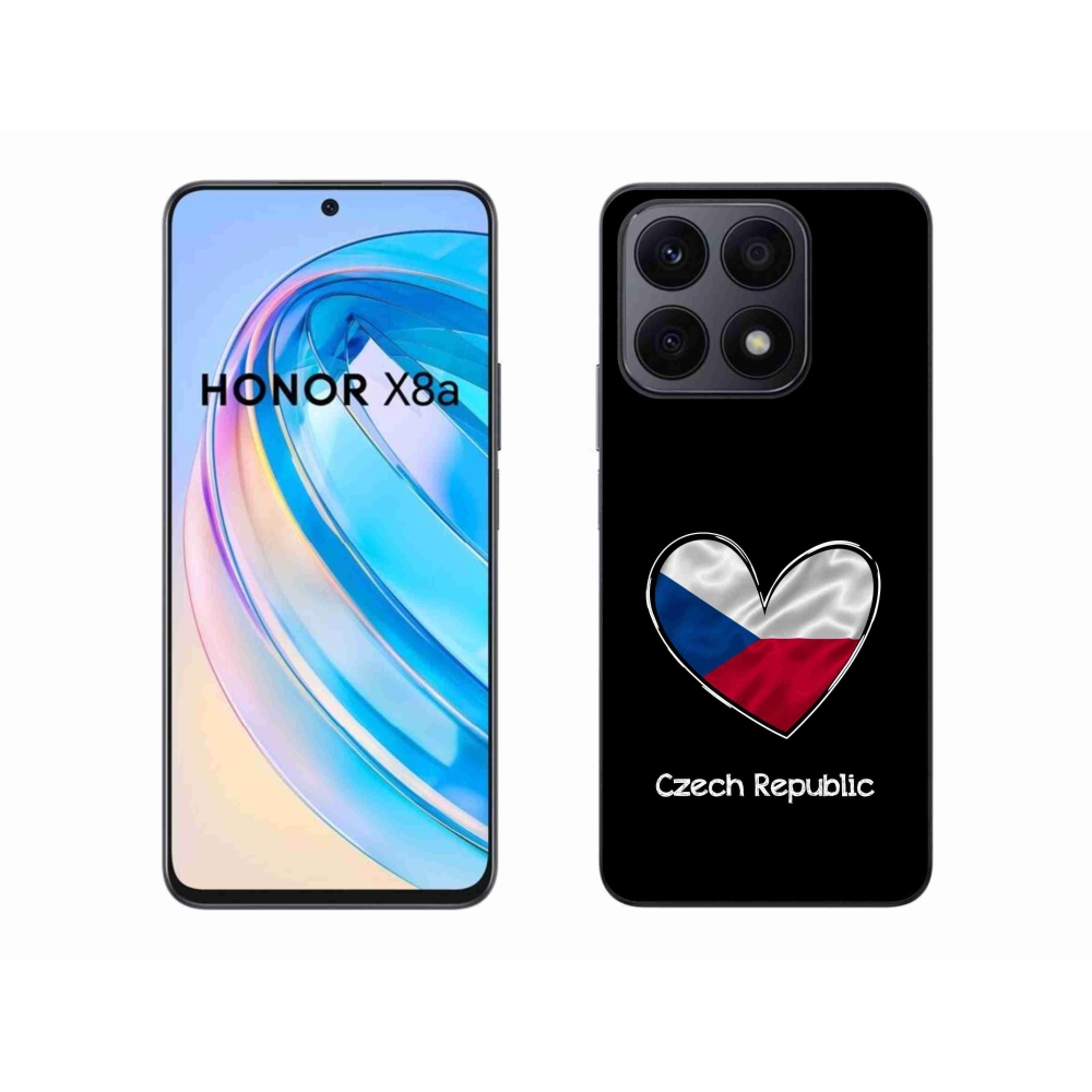 Gél borító mmCase a Honor X8a számára - zászló szív fekete háttérrel