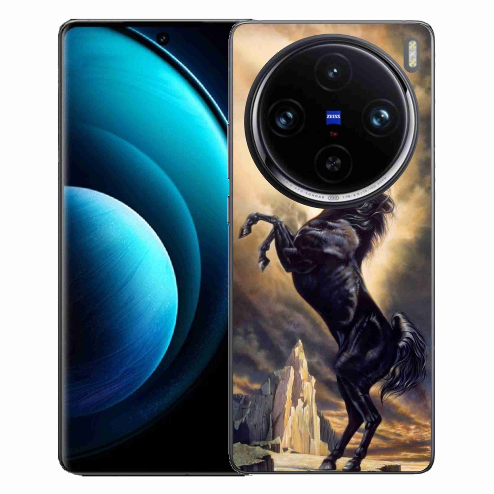 Zselés borítás mmCase a Vivo X100 Pro 5G készülékhez - fekete rajzfilm ló