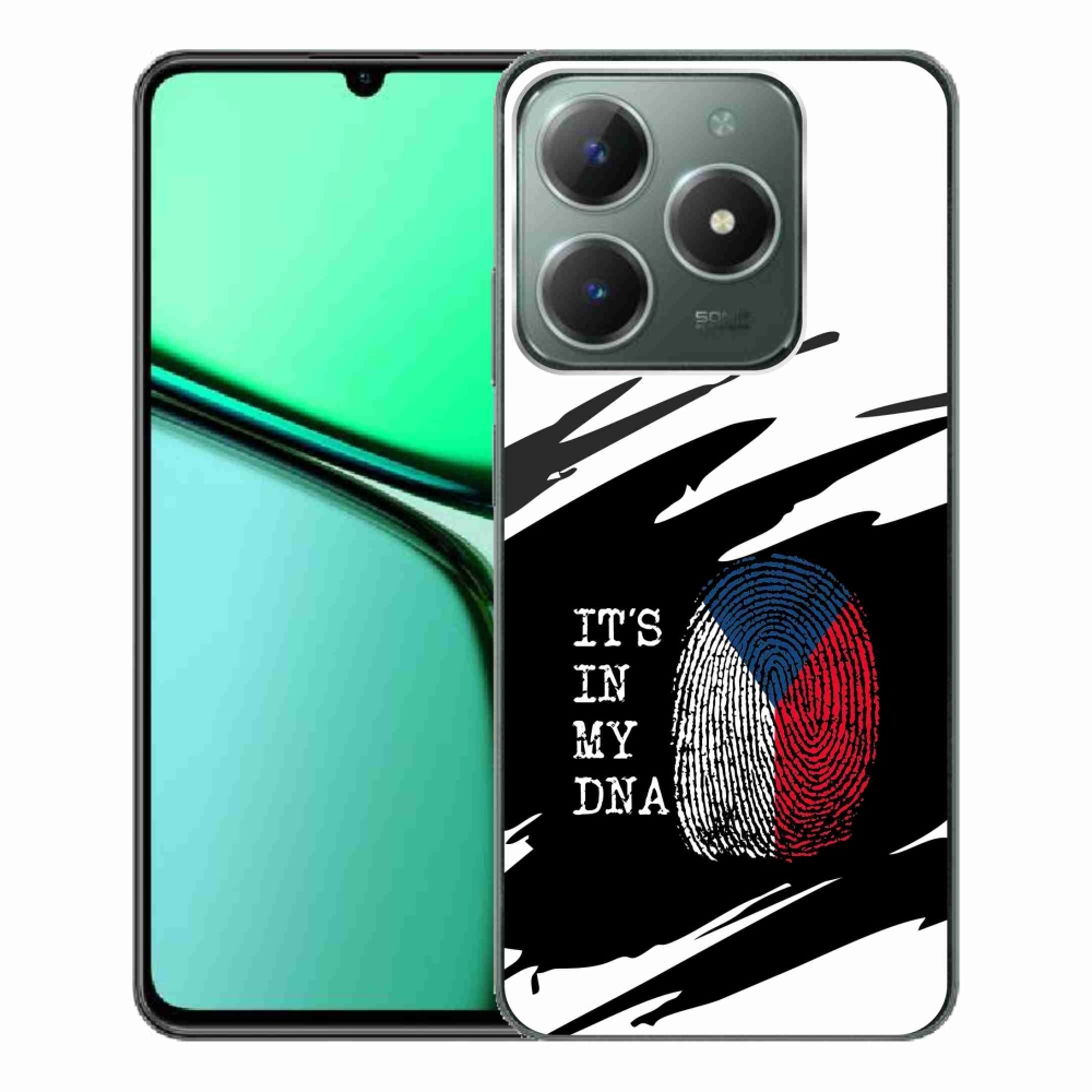 Gél borító mmCase a Realme C61 készülékre - zászlós ujjlenyomat fekete és fehér háttérrel