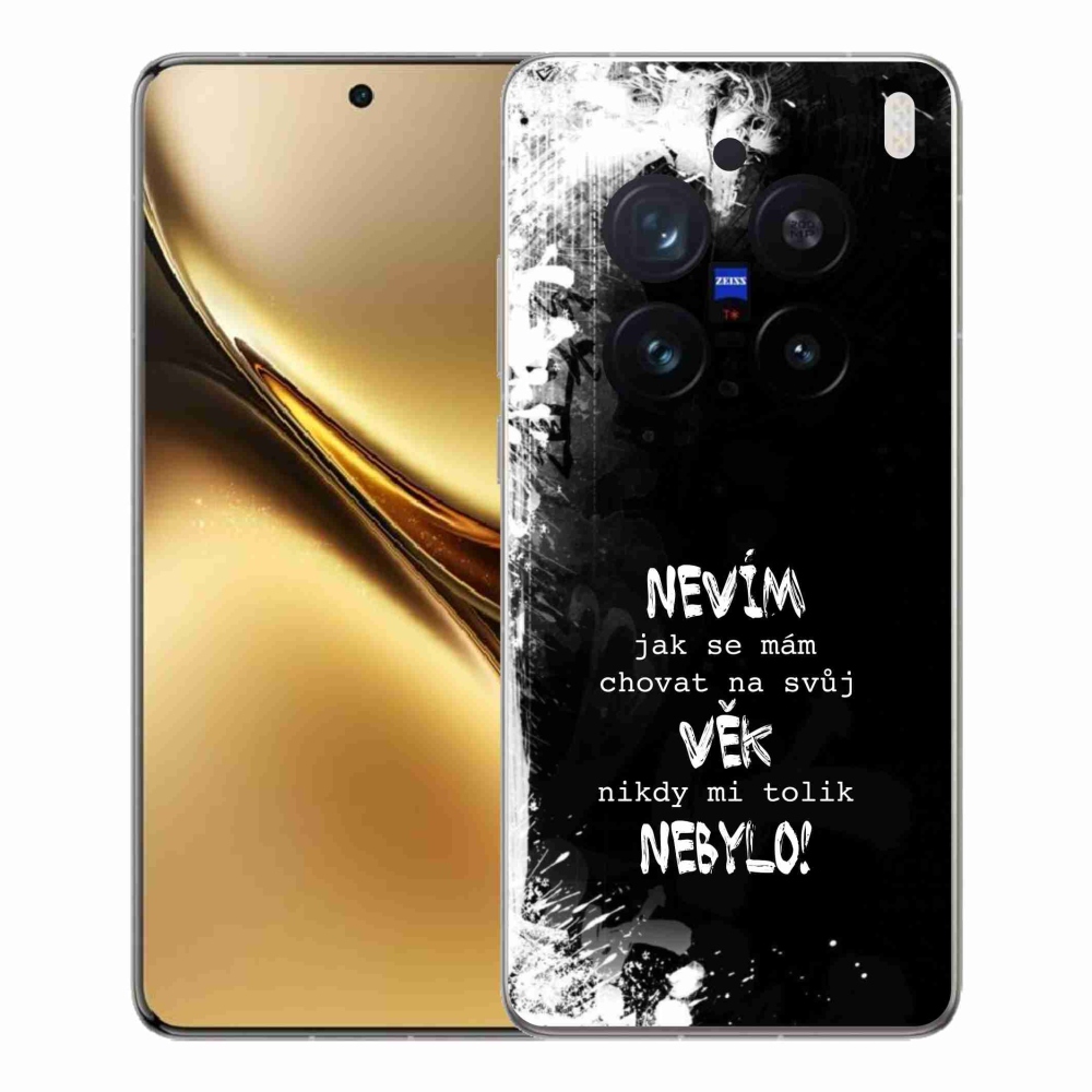 Gél borító mmCase a Vivo X200 Pro 5G készülékhez - vicces szöveg 14 fekete háttér