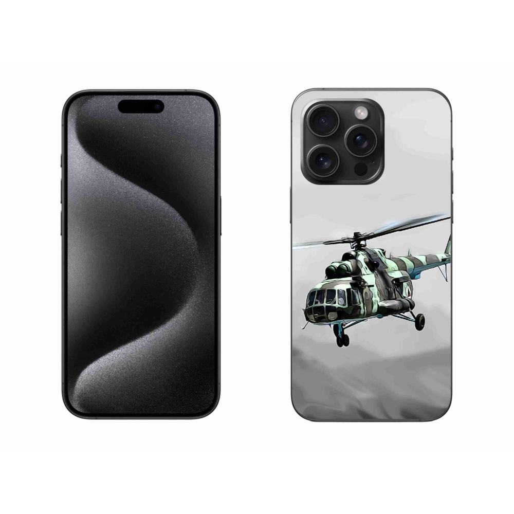 Zselés borítás mmCase iPhone 15 Pro Max készülékhez - katonai helikopter