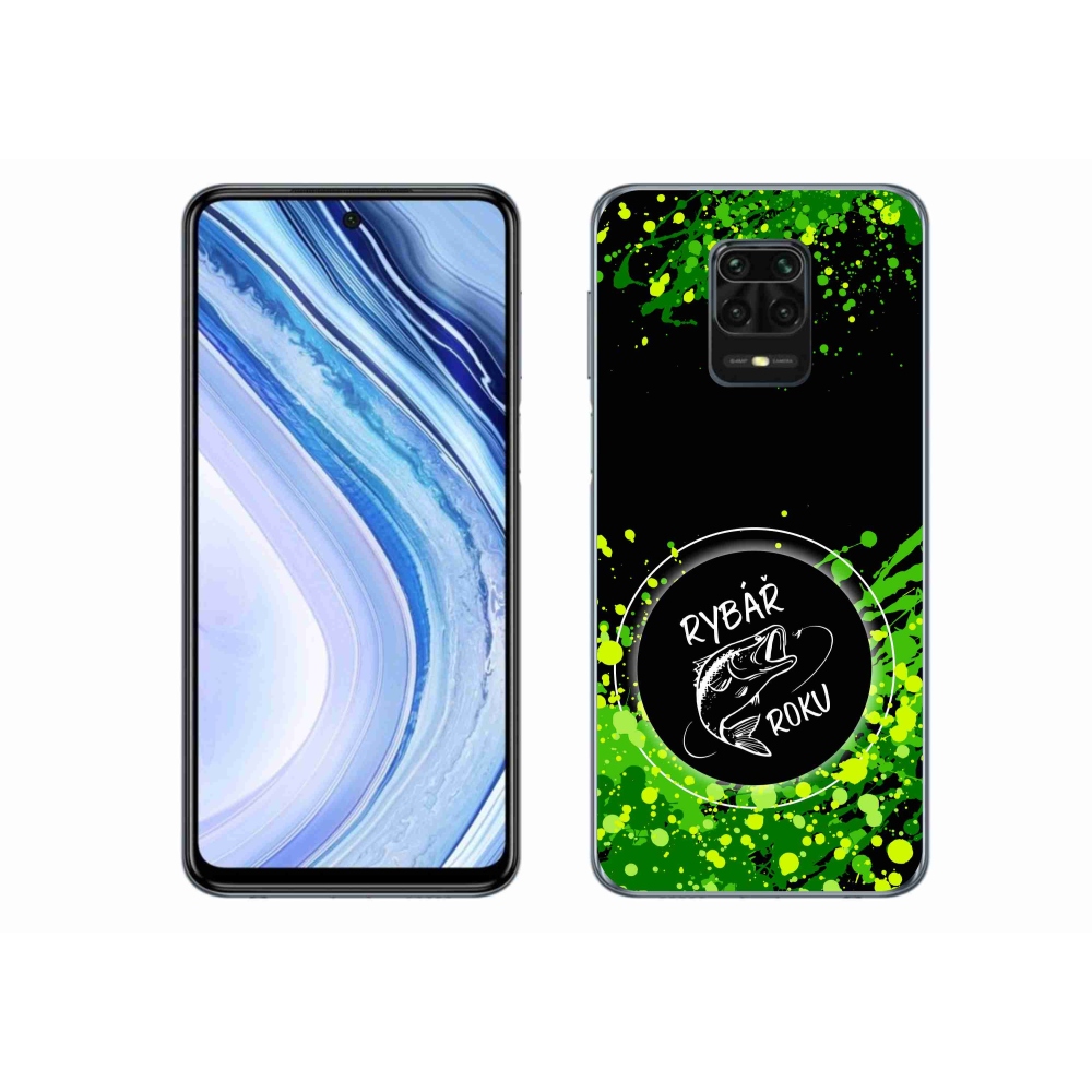 Gél borítás mmCase a Xiaomi Redmi Note 9 Pro számára - az év halászának fekete háttere