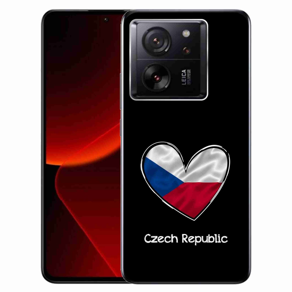 Gél borítás mmCase a Xiaomi 13T/13T Pro számára - zászlós szív fekete háttérrel