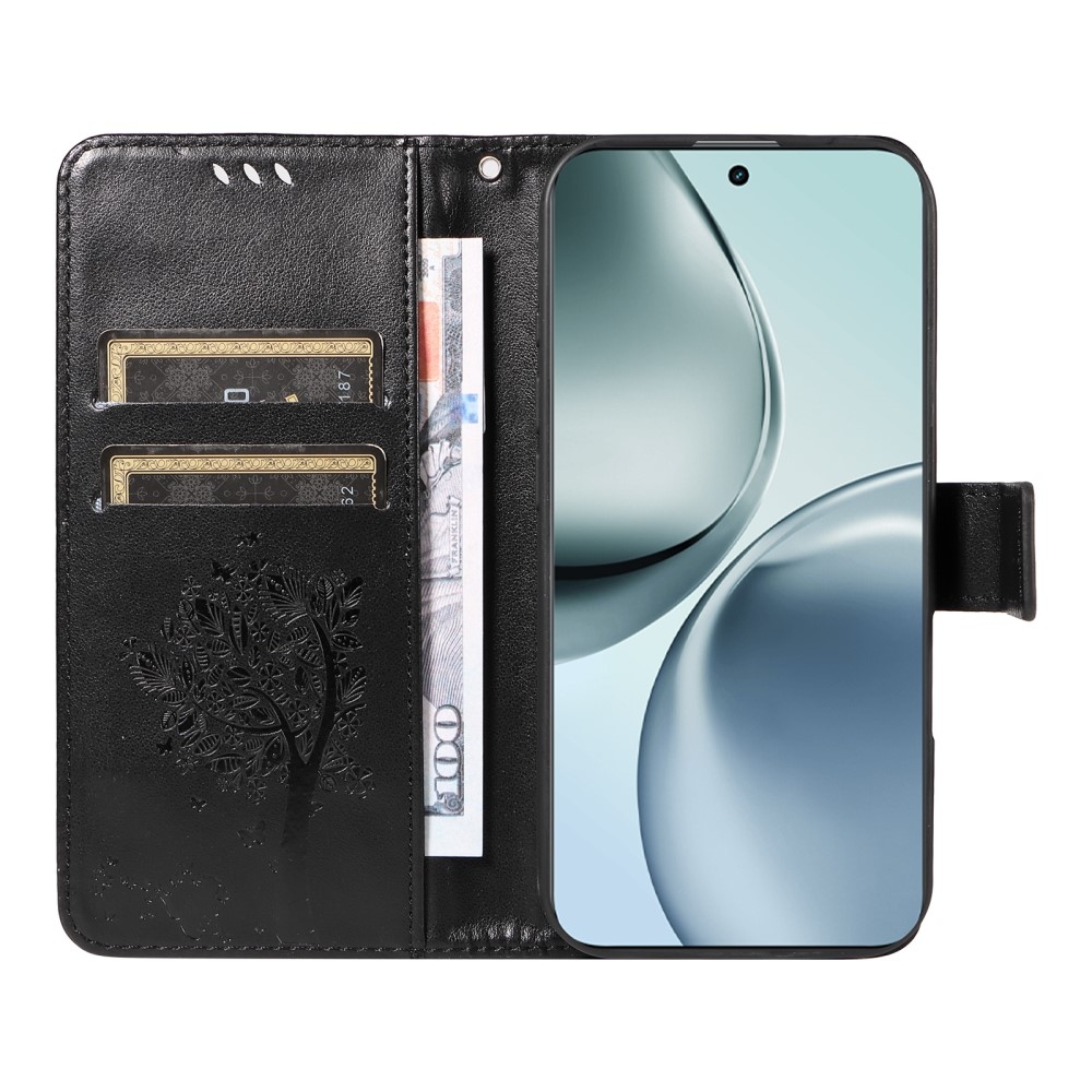 Fák könyvtáska a Realme 14 Pro+ 5G számára - fekete