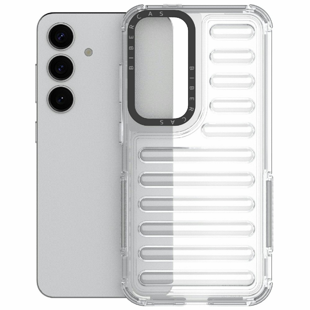 Csíkos tartós borító Samsung Galaxy S25 készülékhez - átlátszó