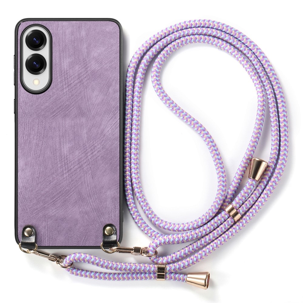 Retro zselés tok zsinórral és műbőrrel Samsung Galaxy S25 Edge készülékhez - lila