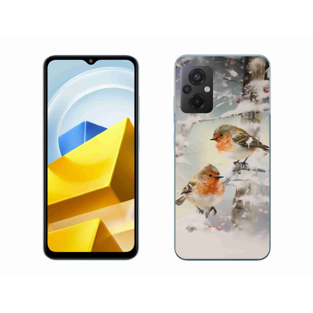 Gél borítás mmCase a Xiaomi Poco M5 4G-hez - madarak télen