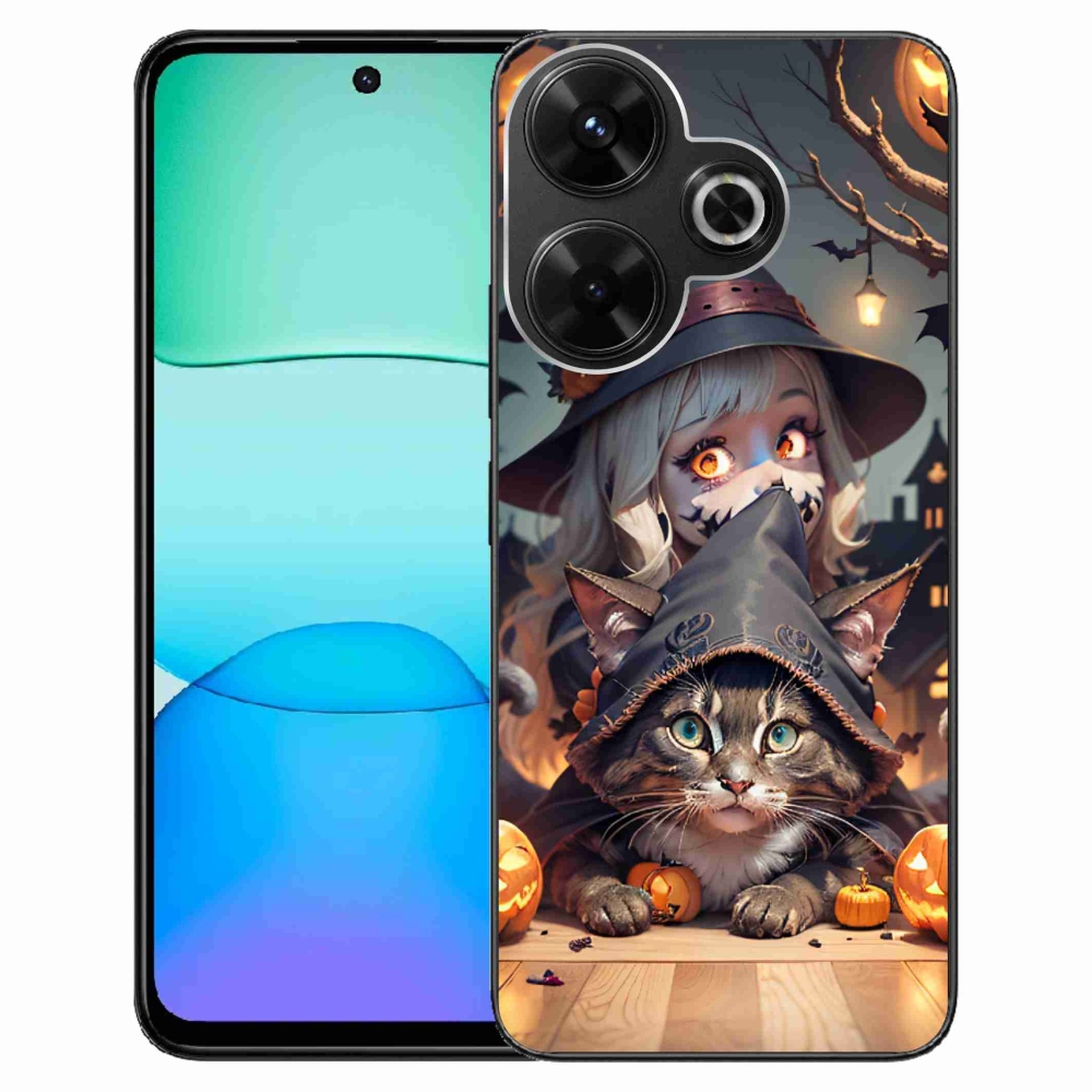 Gél borítás mmCase a Xiaomi Redmi 13 4G/Poco M6 4G - boszorkány macskával
