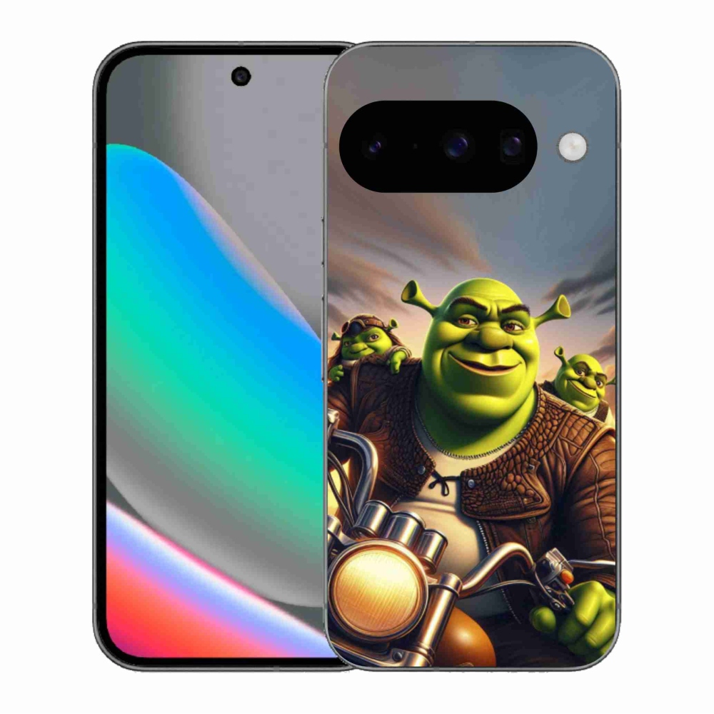 Gél borítás mmCase a Google Pixel 10 számára - Shrek egy motorkerékpáron