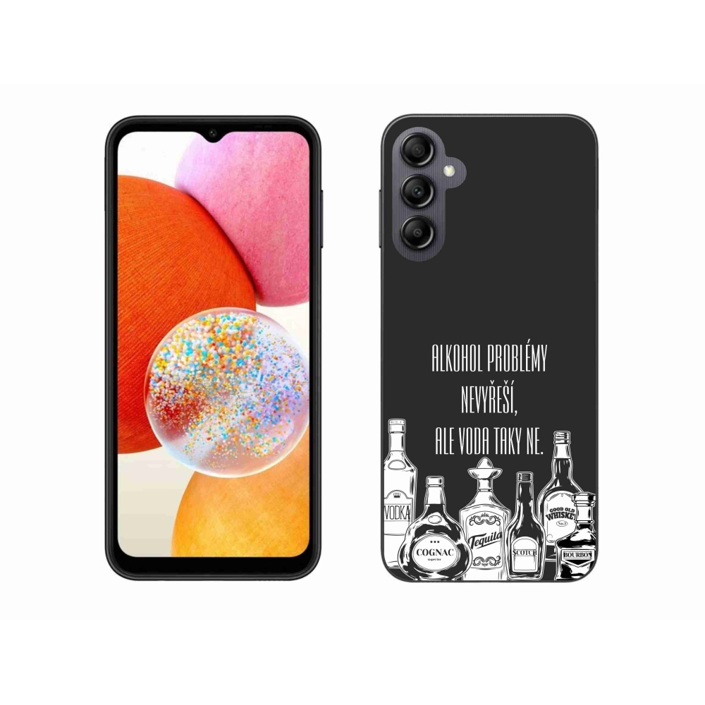 Gél borító mmCase Samsung Galaxy A14 4G/5G - vicces szöveg fekete háttérrel