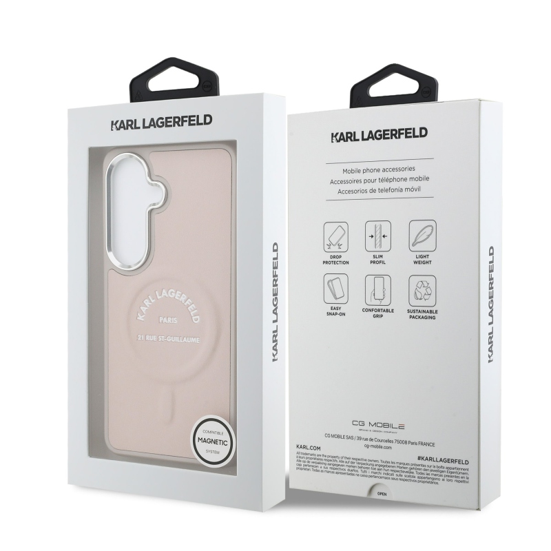 Karl Lagerfeld PU RSG logós mágneses hátlap Samsung Galaxy S26 rózsaszín