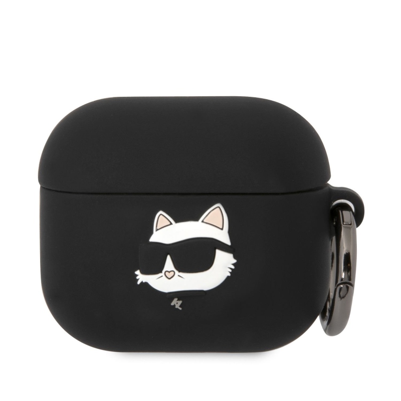 Karl Lagerfeld 3D Logo NFT Choupette Head szilikon tok Airpods 3 fekete színű készülékhez