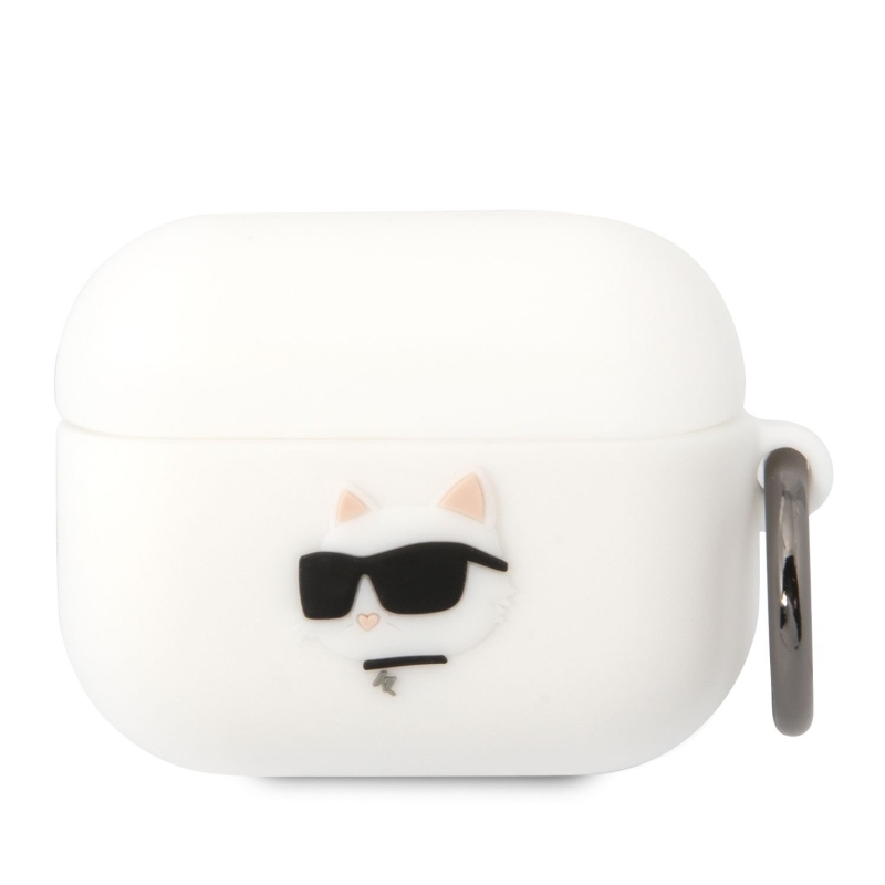 Karl Lagerfeld 3D Logo NFT Choupette Head szilikon tok Airpods Pro fehér színűre