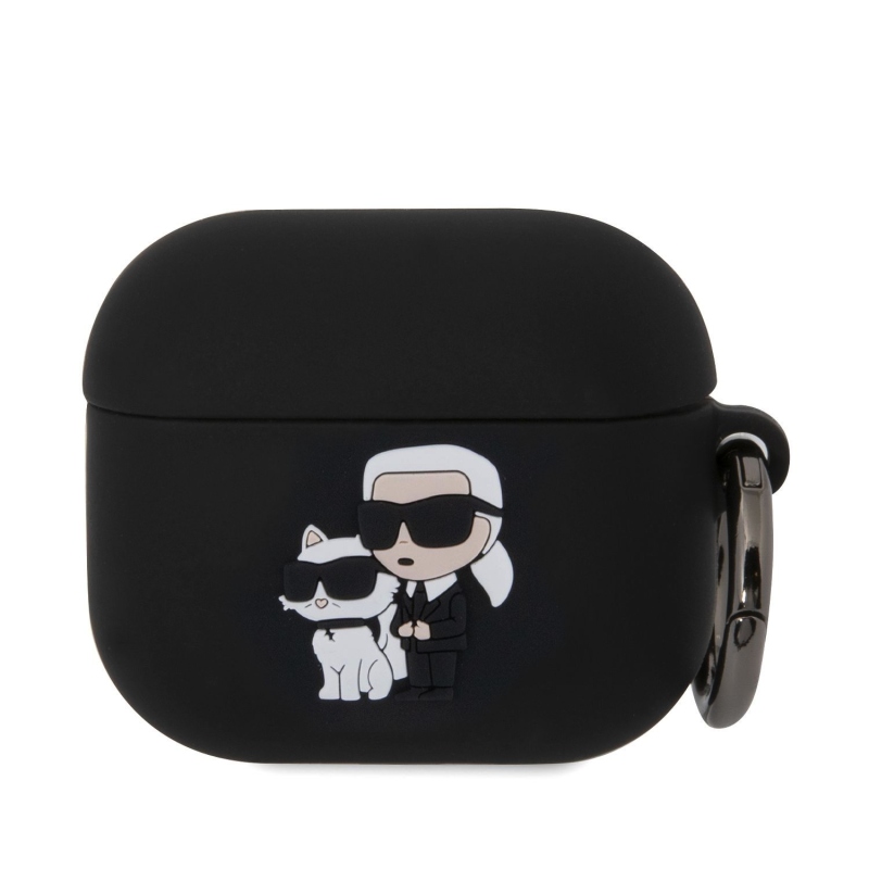 Karl Lagerfeld 3D Logo NFT Karl és Choupette szilikon tok az AirPods 3 készülékhez Fekete