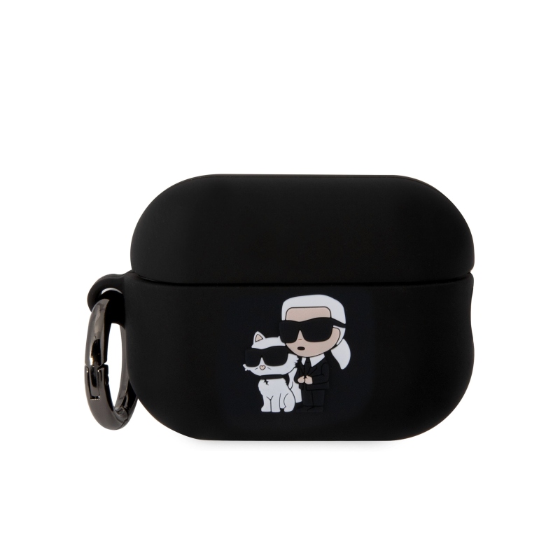 Karl Lagerfeld 3D Logo NFT Karl és Choupette szilikon tok az AirPods Pro 2 készülékhez Fekete