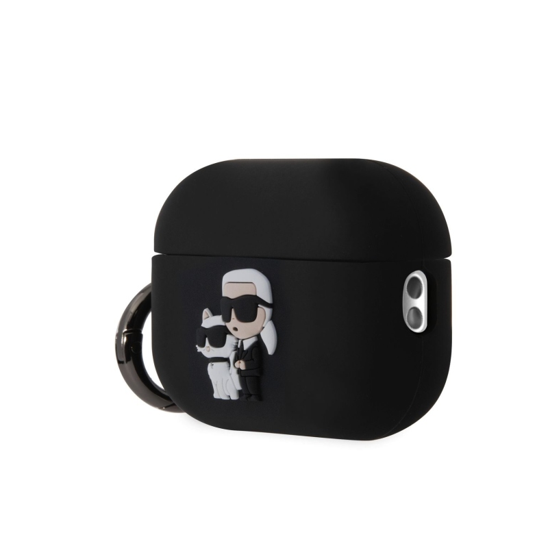 Karl Lagerfeld 3D Logo NFT Karl és Choupette szilikon tok az AirPods Pro 2 készülékhez Fekete