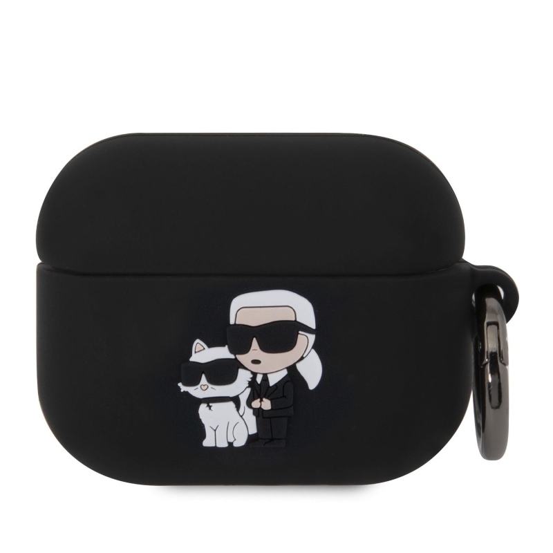 Karl Lagerfeld 3D Logo NFT Karl és Choupette szilikon tok az AirPods Pro-hoz Fekete
