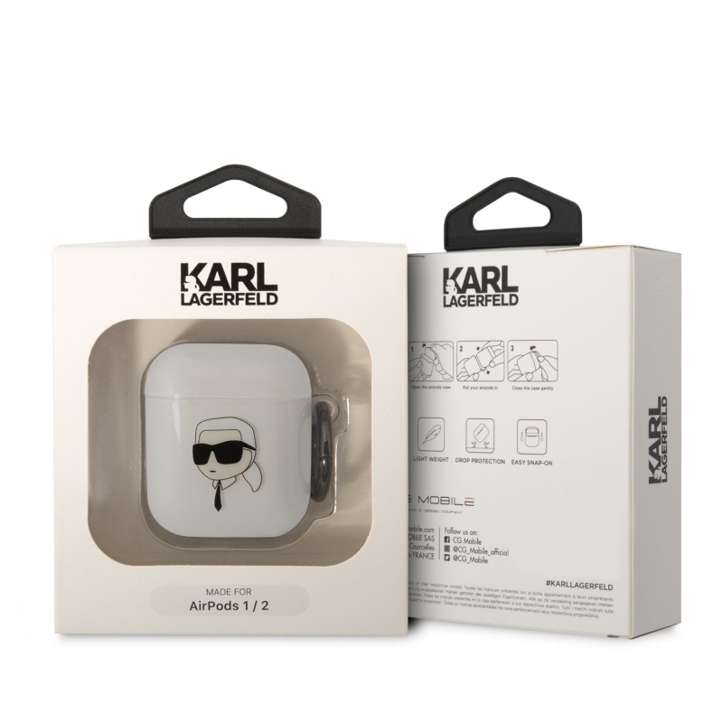 Karl Lagerfeld 3D Logo NFT Karl Head TPU tok az Airpods 1/2 fehérhez