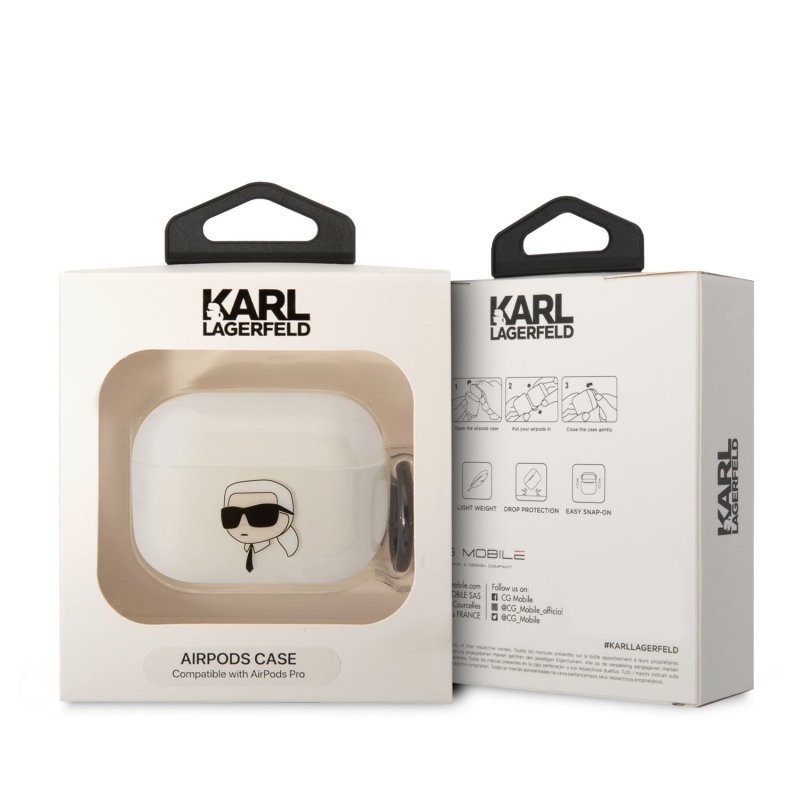 Karl Lagerfeld 3D Logo NFT Karl Head TPU tok Airpods Pro fehér színhez