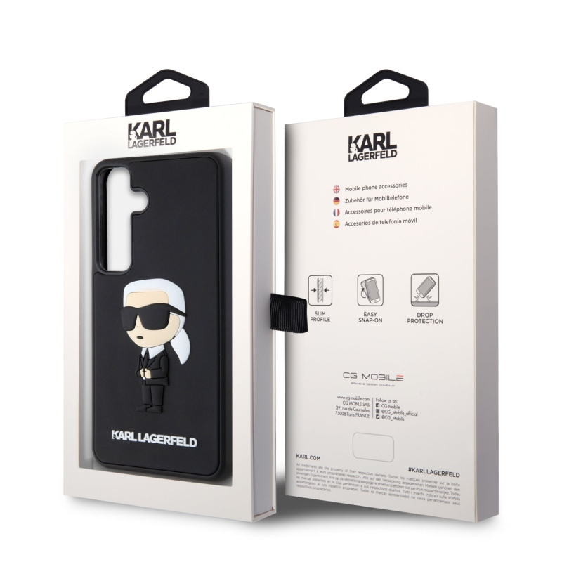 Karl Lagerfeld 3D gumiból készült Ikonik hátlap Samsung Galaxy S24 Fekete