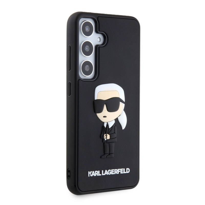 Karl Lagerfeld 3D gumiból készült Ikonik hátlap Samsung Galaxy S24 Fekete