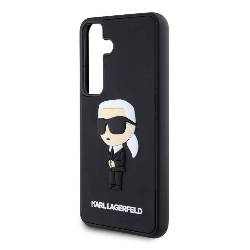 Karl Lagerfeld 3D gumiból készült Ikonik hátlap Samsung Galaxy S24 Fekete