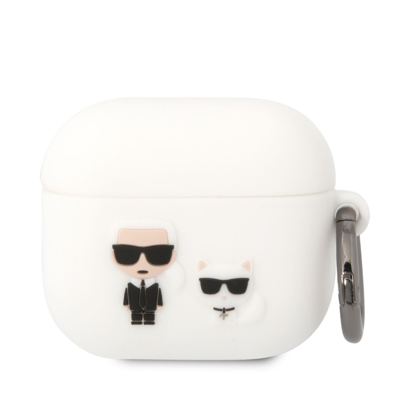 Karl Lagerfeld és Choupette szilikon tok az Airpods 3 fehér színéhez