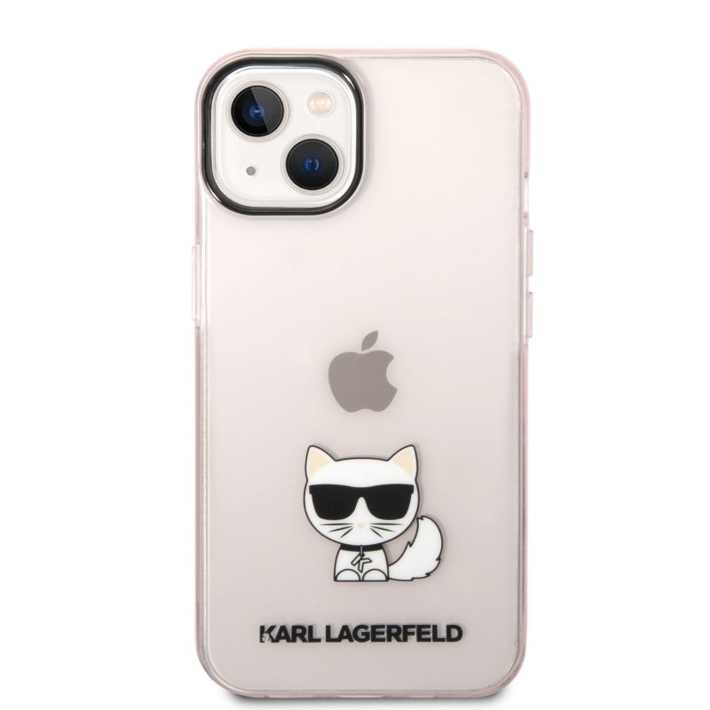 Karl Lagerfeld Choupette logós hátlap iPhone 14 Plus rózsaszínhez