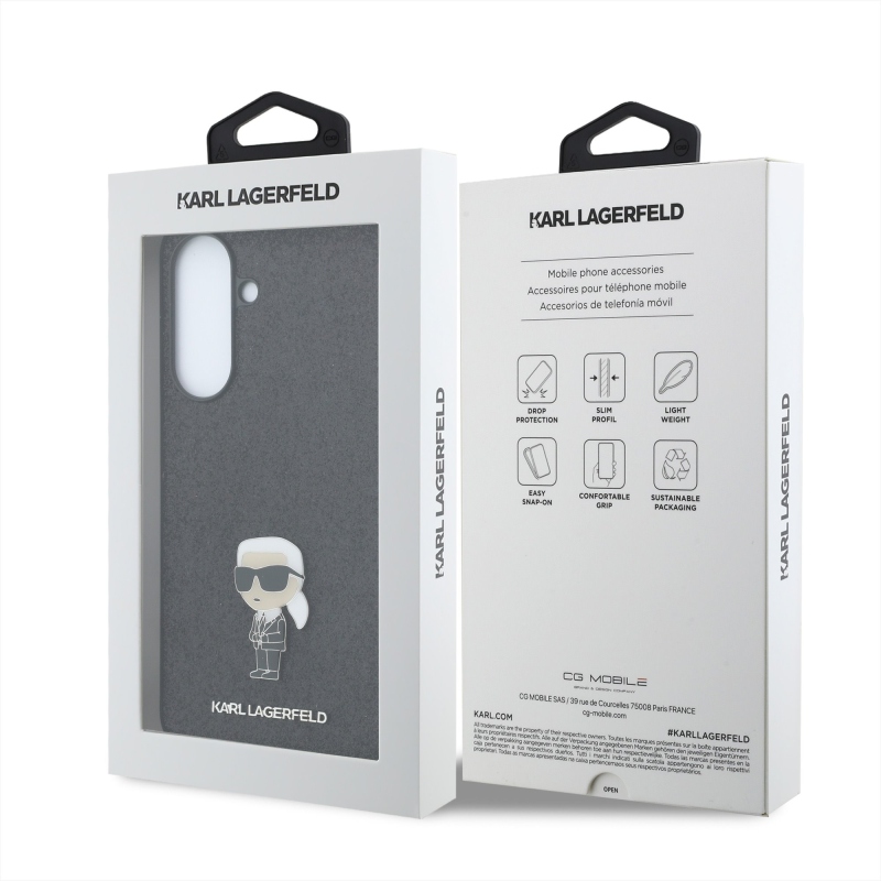 Karl Lagerfeld Fixed Glitter Metal Ikonik hátlap Samsung Galaxy A37 Fekete