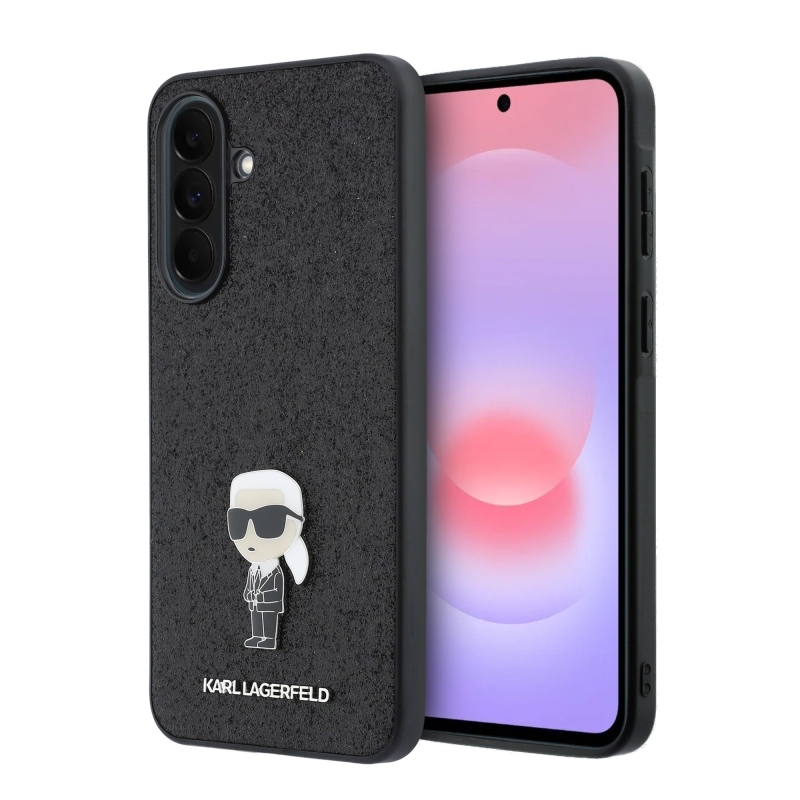 Karl Lagerfeld Fixed Glitter Metal Ikonik hátlap Samsung Galaxy A37 Fekete