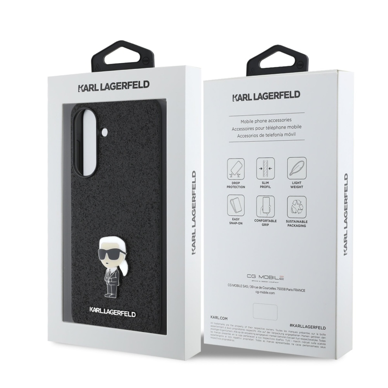 Karl Lagerfeld Fixed Glitter Metal Ikonik hátlap Samsung Galaxy A56 Fekete