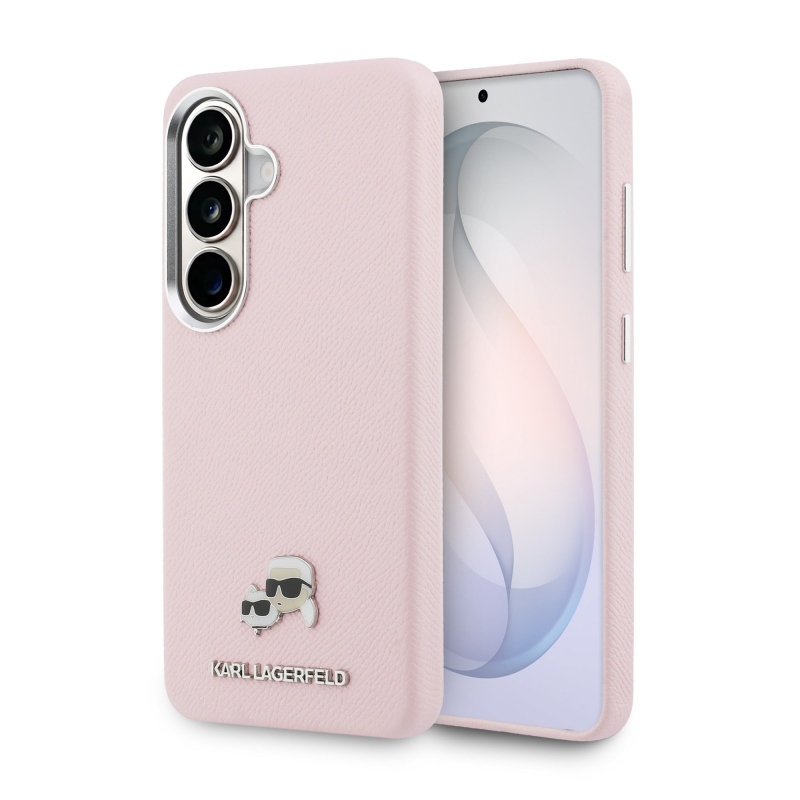 Karl Lagerfeld szemcsés PU bőr K&CH Heads mágneses hátlap Samsung Galaxy S26+ rózsaszín