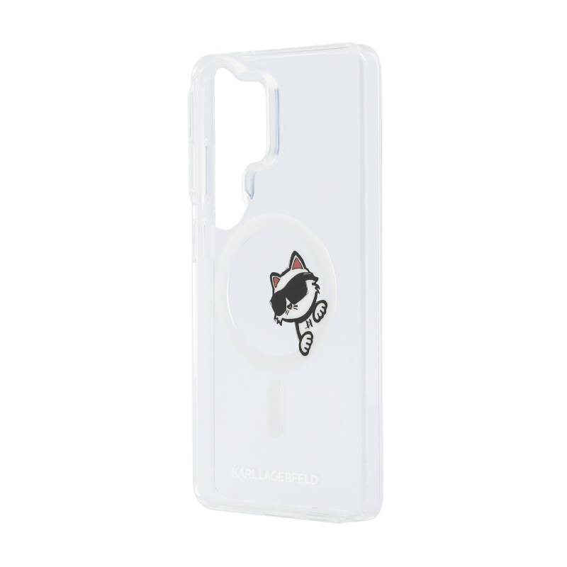 Karl Lagerfeld IML Choupette Peekaboo Logo mágneses hátlap a Samsung Galaxy S26 Ultra átlátszóhoz
