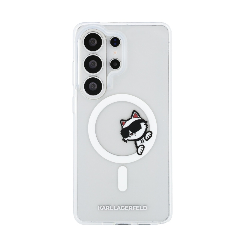 Karl Lagerfeld IML Choupette Peekaboo Logo mágneses hátlap a Samsung Galaxy S26 Ultra átlátszóhoz
