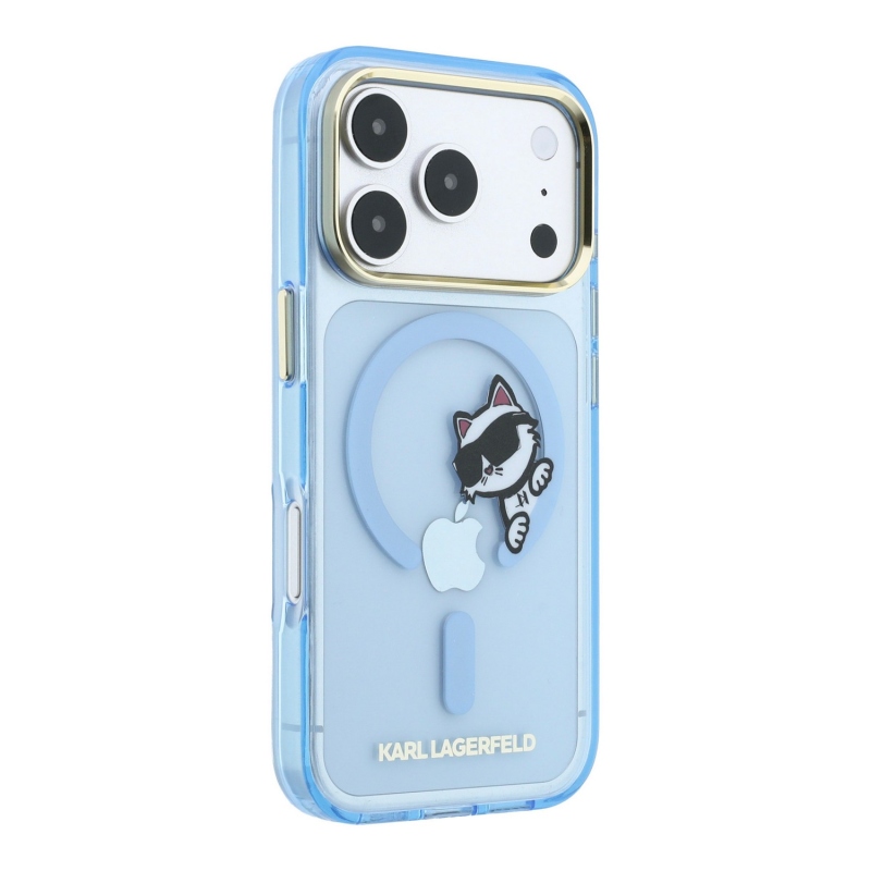 Karl Lagerfeld IML Choupette Peekaboo Magsafe hátsó tok iPhone 18 Pro Max-hoz, kék