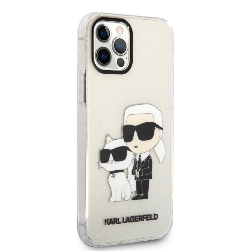 Karl Lagerfeld IML Glitter Karl és Choupette NFT hátlap iPhone 12/12 Pro átlátszó borítóhoz
