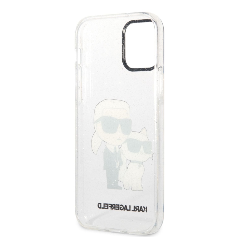 Karl Lagerfeld IML Glitter Karl és Choupette NFT hátlap iPhone 12/12 Pro átlátszó borítóhoz