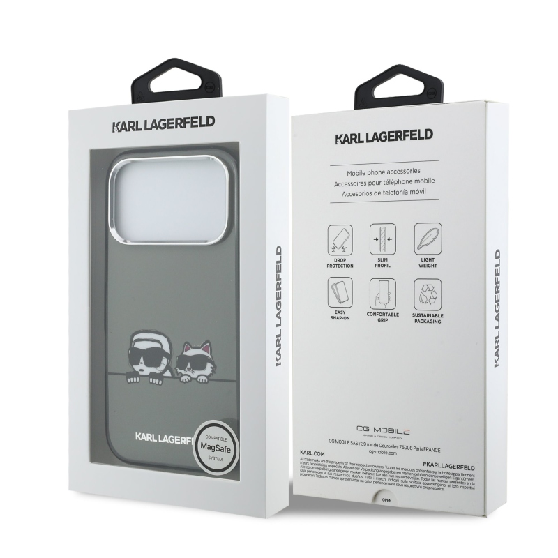 Karl Lagerfeld IML K&CH Heads logós MagSafe hátlap iPhone 17 Pro Max készülékhez, fekete