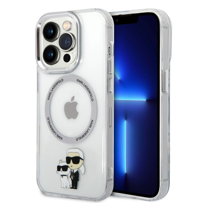 Karl Lagerfeld IML Karl és Choupette NFT MagSafe hátlap iPhone 15 Pro készülékhez - átlátszó